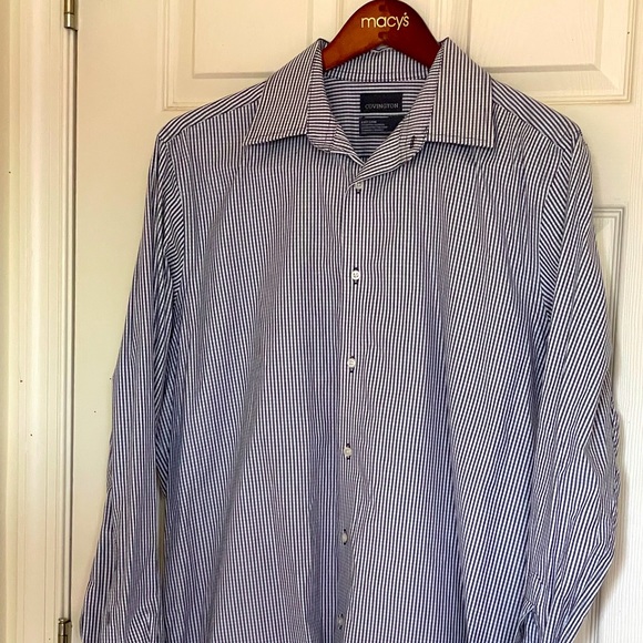 Men’s Gray Checked Button Down Dress Shirt Size: 34/35 - Picture 2 of 7